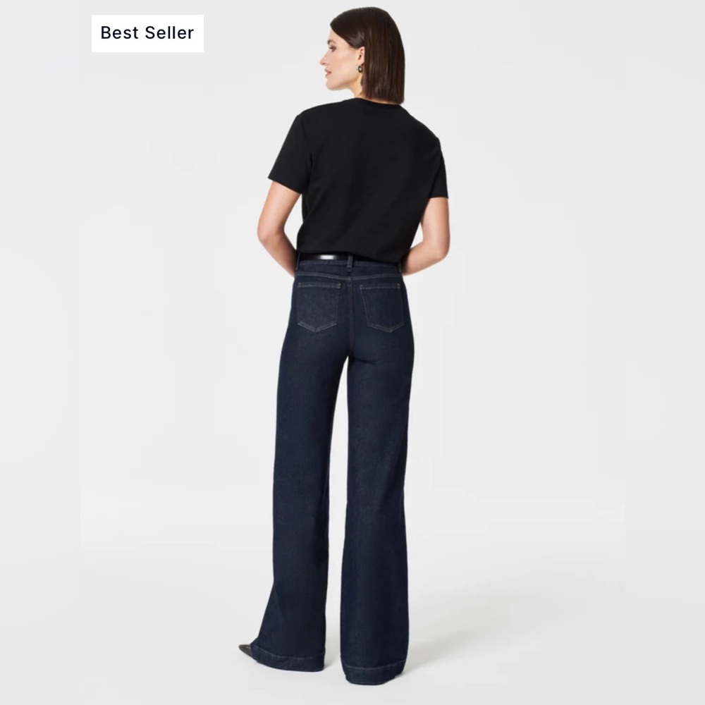 SPANX High-Rise Wide-Leg Jeans in Dark Indigo - Picture 2 of 7